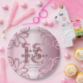 Moderne 13e verjaardag Roze ballon & glitter Papieren Bordje (Feest)