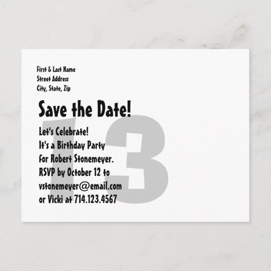 Moderne 13e verjaardag Save the Date Red Black V00 Aankondigingskaart (Achterkant)