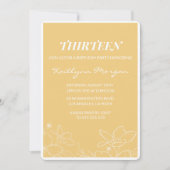 Moderne 13e verjaardag uitnodigingen Floral Yellow (Voorkant)