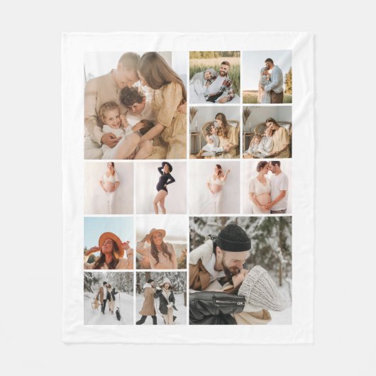 Moderne 14 fotocollage fleece deken (Voorkant)