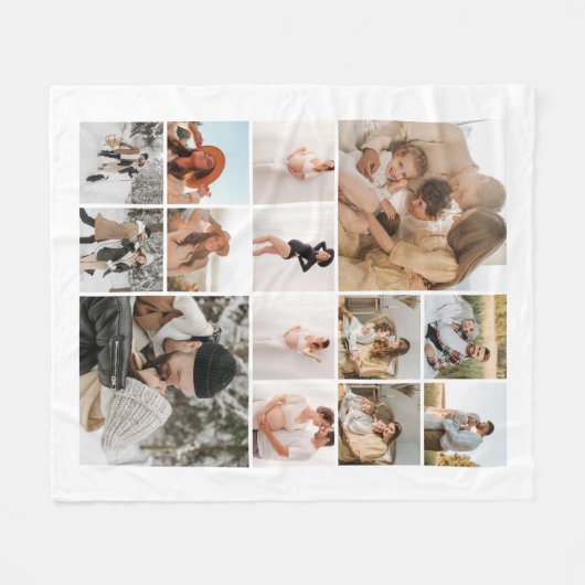 Moderne 14 fotocollage fleece deken (Voorkant (Horizontaal))
