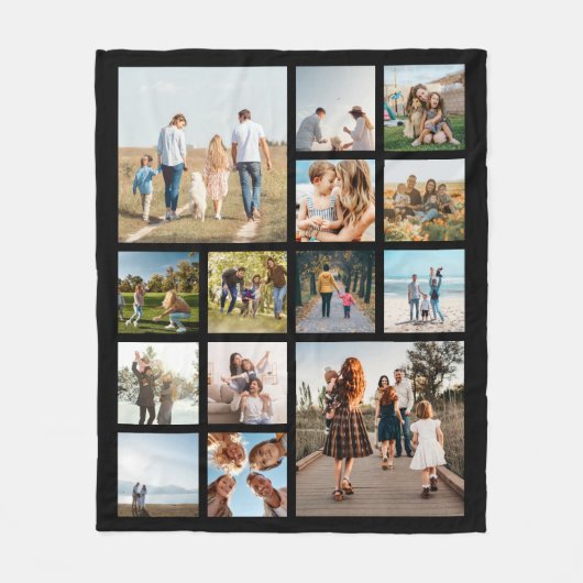 Moderne 14 fotocollage fleece deken (Voorkant)