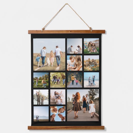 Moderne 14 fotocollage hangend wandkleed (Voorkant)
