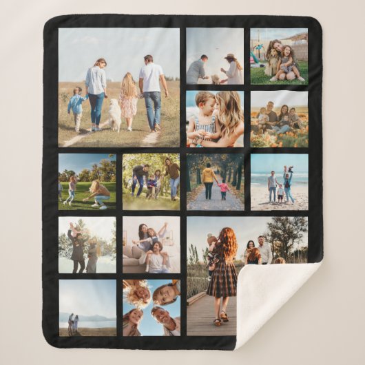 Moderne 14 fotocollage sherpa deken (Voorkant)