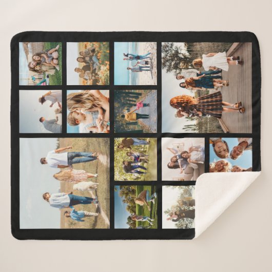Moderne 14 fotocollage sherpa deken (Voorkant (horizontaal))