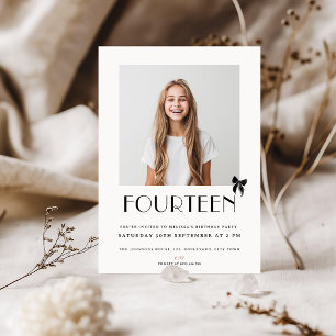 Moderne 14-jarige tiener foto veertiende verjaarda kaart