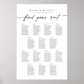 Moderne 14 Tafels Vind Je Plaats Zitplaatsindeling Poster (Voorkant)