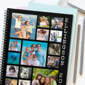 Moderne 15 foto-collage familie, zwart op maat planner