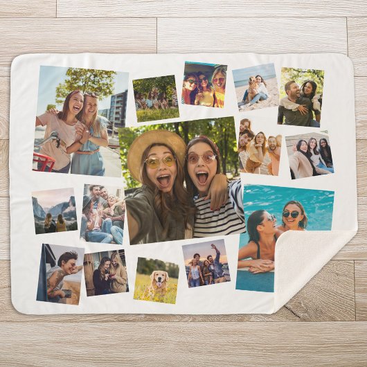 Moderne 15 fotocollage sherpa deken