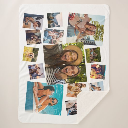 Moderne 15 fotocollage sherpa deken (Voorkant)