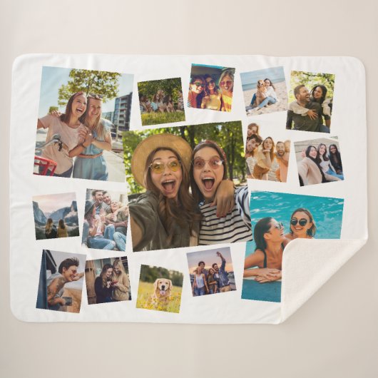 Moderne 15 fotocollage sherpa deken (Voorkant (horizontaal))