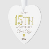 Moderne 15e Jubileum gouden Keepsake bruiloft Ornament (voorkant)