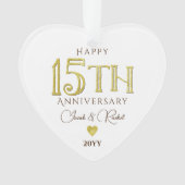 Moderne 15e Jubileum gouden Keepsake bruiloft Ornament (voorkant)