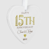 Moderne 15e Jubileum gouden Keepsake bruiloft Ornament (voorkant)