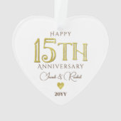 Moderne 15e Jubileum gouden Keepsake bruiloft Ornament (achterkant)