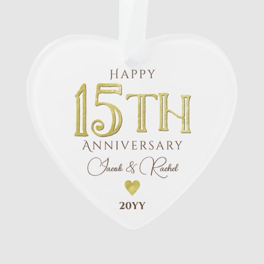 Moderne 15e Jubileum gouden Keepsake bruiloft Ornament (achterkant)