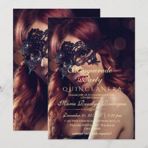 Moderne 15e Masquerade Party Quinceanera Verjaarda Kaart