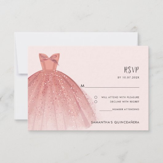 Moderne 15e verjaardagsfeest aangepaste RSVP-kaart (Voorkant)