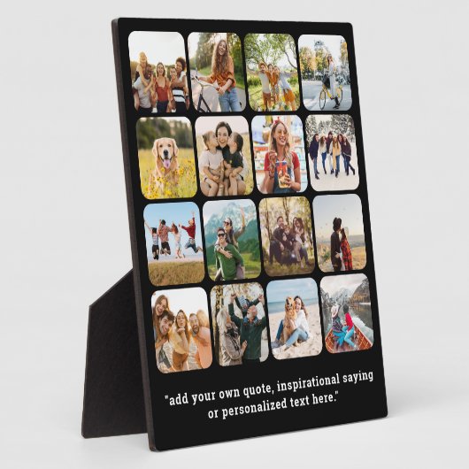 Moderne 16 foto collage met citaat fotoplaat (Zijkant)