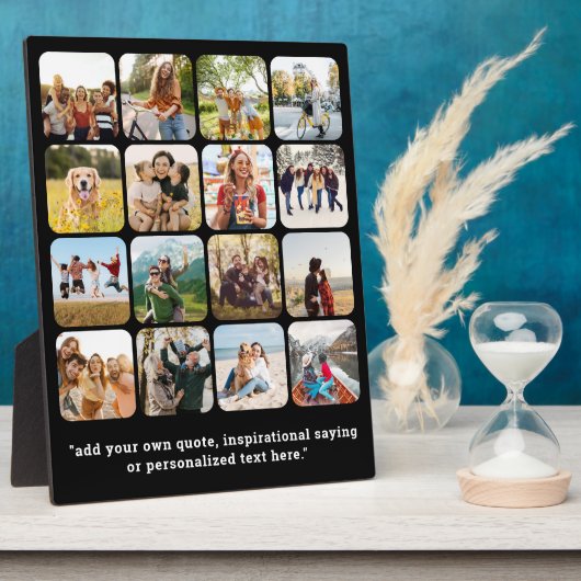 Moderne 16 foto collage met citaat fotoplaat (Zijkant)