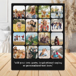 Moderne 16 foto collage met citaat fotoplaat<br><div class="desc">Creëer uw eigen foto display plaquette met 16 van uw afbeeldingen in een moderne grid collage naast uw favoriete inspirerend quote of gepersonaliseerde tekst in eenvoudige typografie.</div>