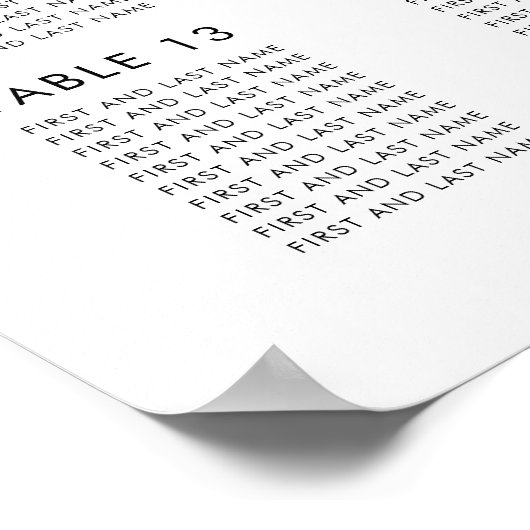 Moderne 16 tafel bruiloft zitgrafiek poster (Hoek)