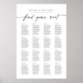 Moderne 16 Tafels Vind Uw Zitplaatskaart Foam Poster (Voorkant)