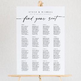 Moderne 16 Tafels Vind Uw Zitplaatskaart Foam Poster