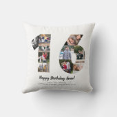 Moderne 16e Nummer Fotocollage Custom Greeting Kussen (Achterkant)
