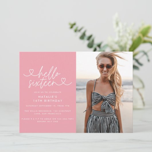 Moderne 16e verjaardag eenvoudig stijlvol elegant  (Staand voorkant)