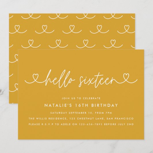 Moderne 16e verjaardag eenvoudig stijlvol elegant (Voorkant / Achterkant)