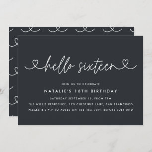 Moderne 16e verjaardag eenvoudig stijlvol elegant 