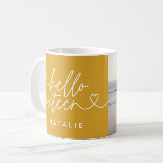 Moderne 16e verjaardag eenvoudig stijlvol elegant  koffiemok (Voorkant links)