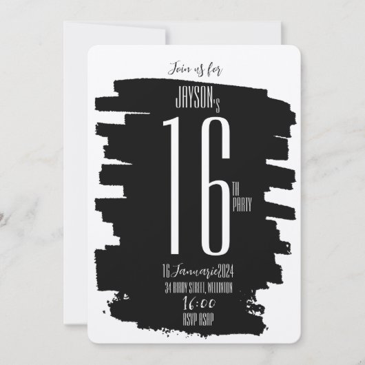 Moderne 16e verjaardagsfeestje uitnodigen kaart (Voorkant)