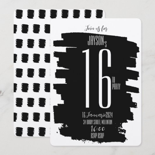 Moderne 16e verjaardagsfeestje uitnodigen kaart (Voorkant / Achterkant)