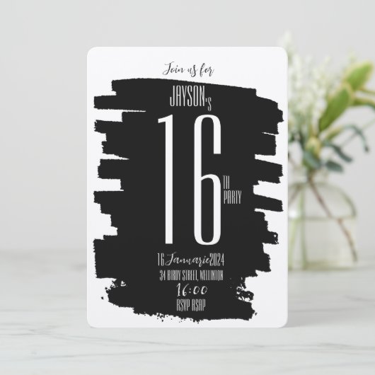 Moderne 16e verjaardagsfeestje uitnodigen kaart (Staand voorkant)