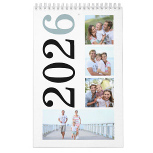 Moderne 17 Familiefoto's Bold Typography 2025 Kalender