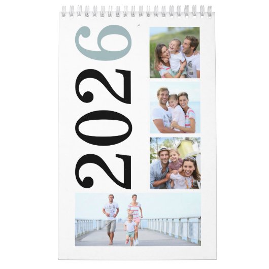 Moderne 17 Familiefoto's Bold Typography 2026 Kalender (Hoes)