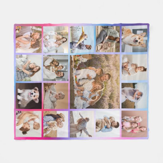 Moderne 17 foto kleurrijke collage fleece deken (Voorkant (Horizontaal))