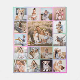 Moderne 17 foto kleurrijke collage fleece deken