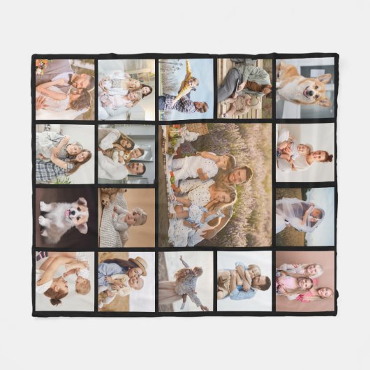 Moderne 17 Fotocollage Fleece Deken (Voorkant (Horizontaal))