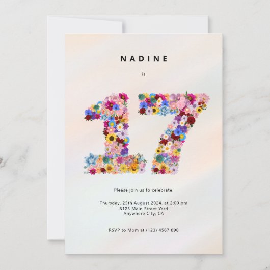 Moderne 17e verjaardag Uitnodiging Zeventien Parti (Voorkant)