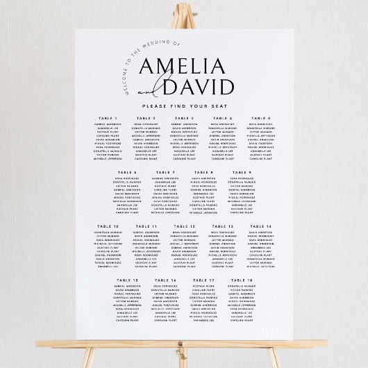 Moderne 18 Tafels Welkom Zitplaatskaart Poster