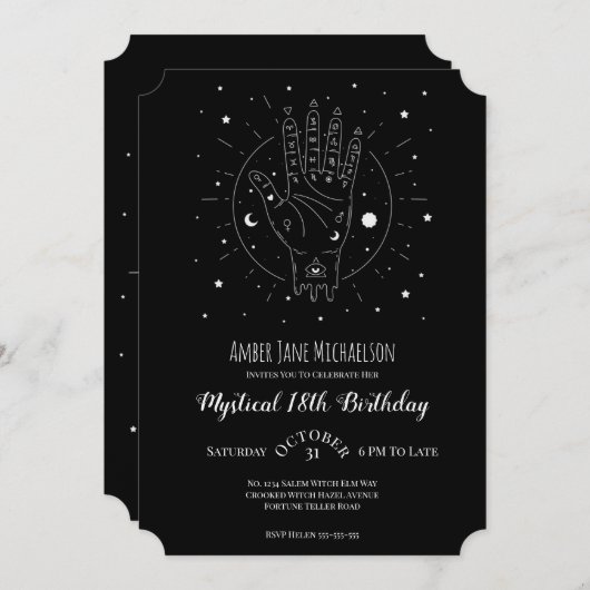 Moderne 18e Verjaardag Fortune Teller Palmistry Kaart (Voorkant / Achterkant)