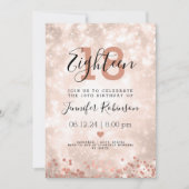 Moderne 18e verjaardag Roos Gold Sparkle Kaart (Voorkant)