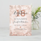 Moderne 18e verjaardag Roos Gold Sparkle Kaart (Staand voorkant)