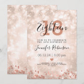 Moderne 18e verjaardag Roos Gold Sparkle Kaart (Voorkant / Achterkant)