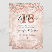 Moderne 18e verjaardag Roos Gold Sparkle Kaart (Voorkant / Achterkant)