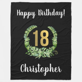 Moderne 18e verjaardag zwarte jongens Naam Fleece Deken