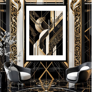 Moderne 1920 Art Deco geometrische goud zwart wit Poster